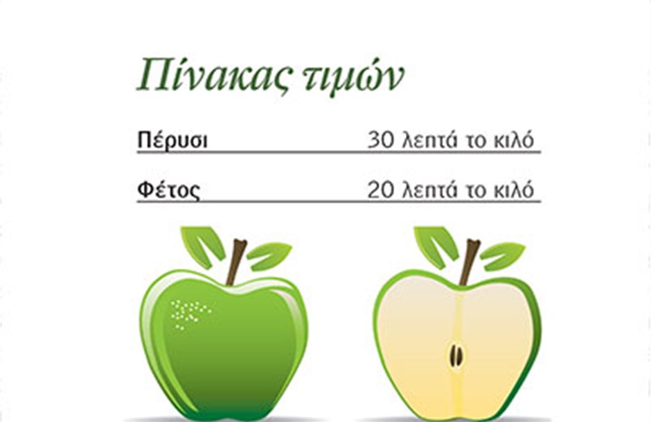 ∆έκα λεπτά κάτω από πέρσι τα πράσινα μήλα